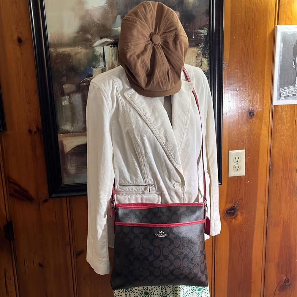 COACH Shoulder Crossbody Bag Signature PVC Red and  Brown Japan Exclusive. - Picture 13 of 17